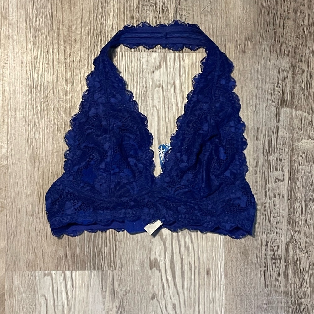 NWT Intimately Free People Blue Lace Halter Bralette XS